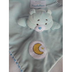 Kik - Care Bears baby - Schmusetuch - Glücksbärchies - Halbmondapplikation - hellblau - ca. 28 cm x 28 cm groß