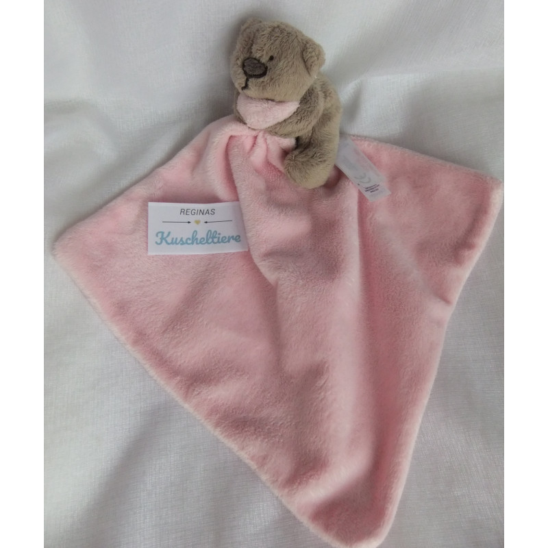 George Clothing - Schmusetuch - Bär braun mit Schnuffeltuch rosa