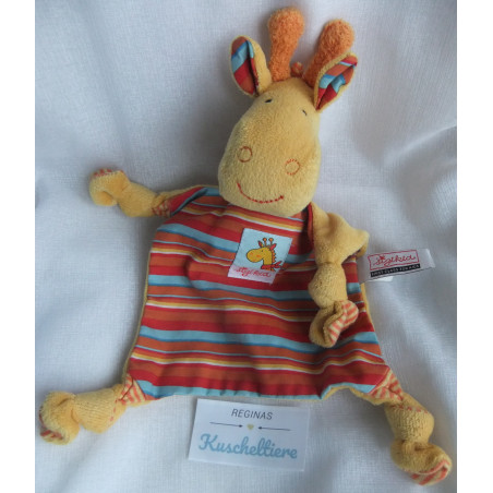 Sigikid - Schmusetuch - Giraffe gelb, bunte Streifen mit rotem Hals...