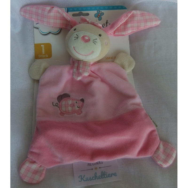Beauty Baby - Schmusetuch - Hase mit Schleife - rosa - mit Rasselge...