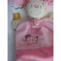 Beauty Baby - Schmusetuch - Hase mit Schleife - rosa - mit Rasselge...