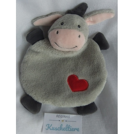 Rossmann - Babywelt - Schmusetuch - Esel grau, rosa mit rotem Herzc...