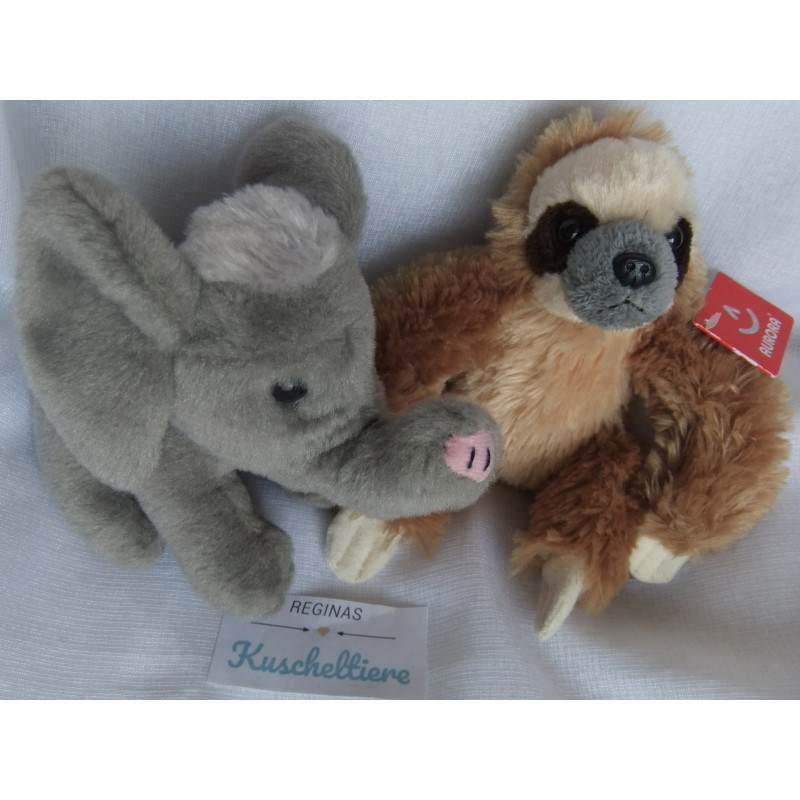 zwei Plüschtiere - Aurora Plüschtier Faultier - Wild Republic Plüschtier Elefant