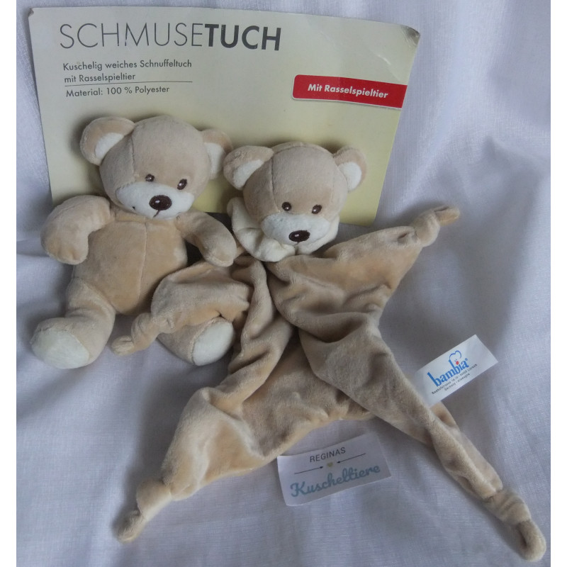 Bambia - Sunkid - Set Schmusetuch und Rasselspieltier Bär hellbraun...