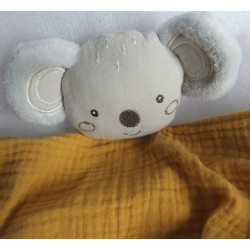 Milette - Schmusetuch - Koala - ocker, grau, creme mit Motiven - Ra...