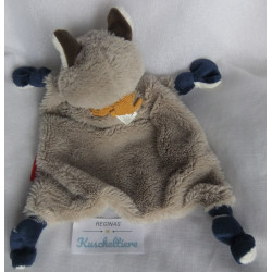 Sigikid - Schmusetuch - Waschbär blau-weiß gestreift mit Cordhalstuch ocker - ca. 25 cm lang