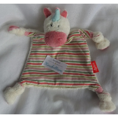 Sigikid - Schmusetuch - Einhorn weiß, bunte Streifen mit Halstuch h...