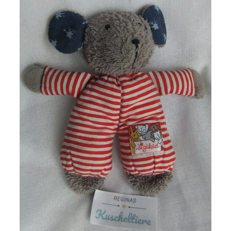 Sigikid - Spieltier - Greifling Frottee/Stoff - Maus - grau, blau, ...