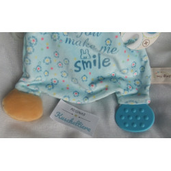 Nici - My first Nici - Schmusetuch - Bär You make me smile - hellblau, bunte Blumenmotive - ca. 25 cm lang