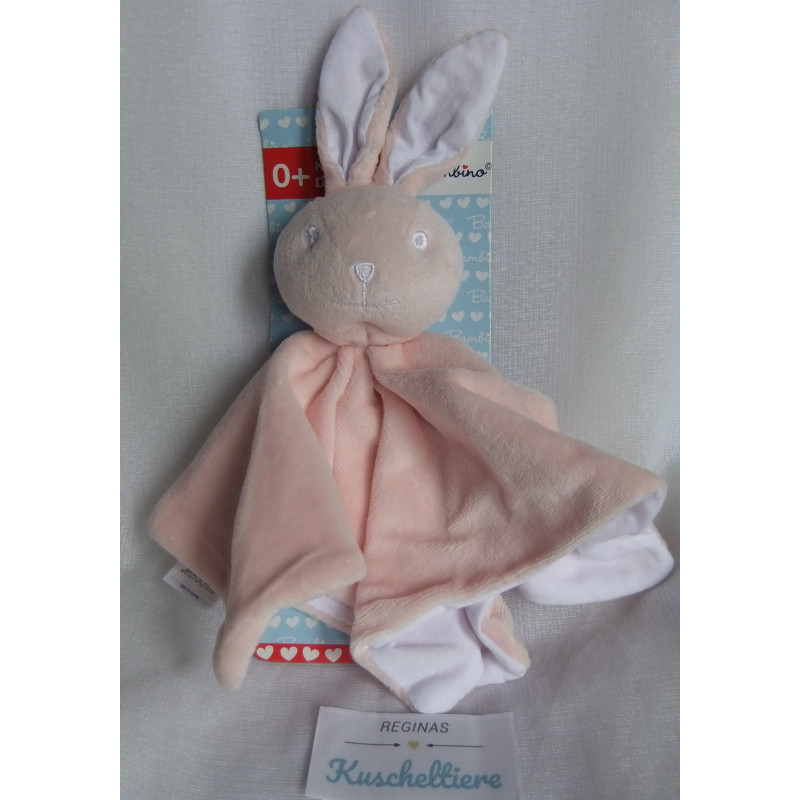 Bambino - Knuffelpop NL - Schmusetuch - Hase - rosa, weiß - ca. 25 cm x 25 cm groß