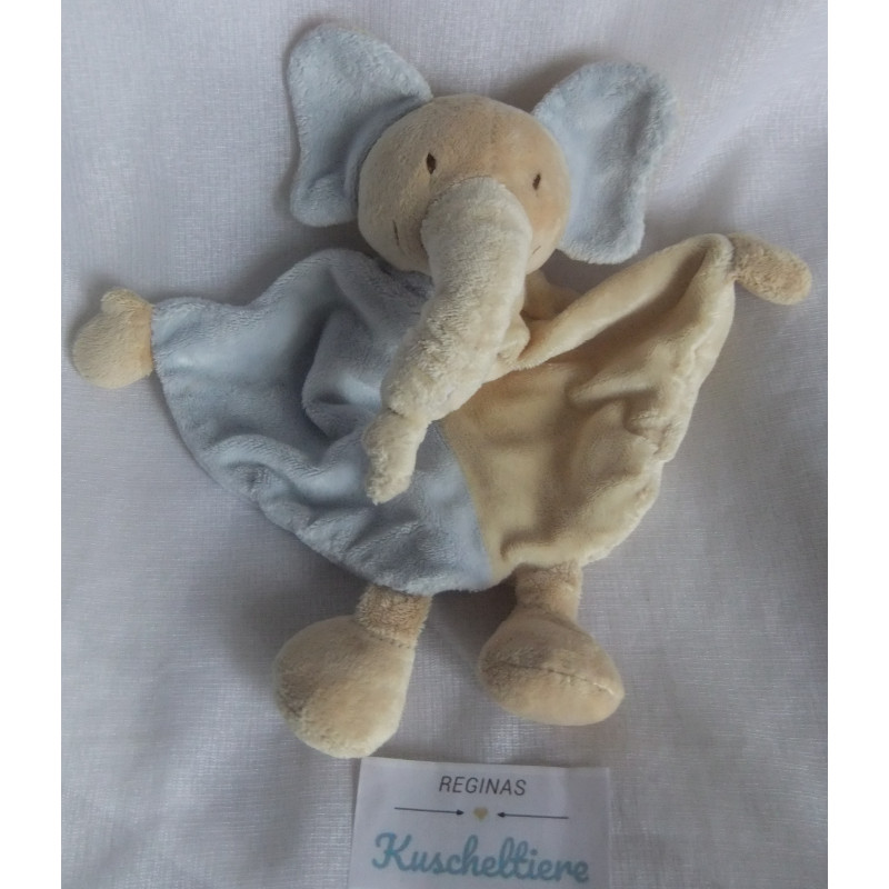 Topolino - Schmusetuch - Elefant - gelb, hellblau - mit Rasselgeräu...
