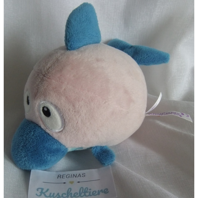Nici - Plüschtier Badetier Flubbydubs Delfin - rosa, blau, Motive Fische- ca. 15 cm groß - liegend