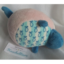 Nici - Plüschtier Badetier Flubbydubs Delfin - rosa, blau, Motive Fische- ca. 15 cm groß - liegend