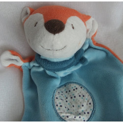 Pusblu - Schmusetuch - Fuchs mit Schal - orange, hellblau, weiß - ca. 25 cm lang