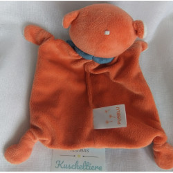 Pusblu - Schmusetuch - Fuchs mit Schal - orange, hellblau, weiß - ca. 25 cm lang