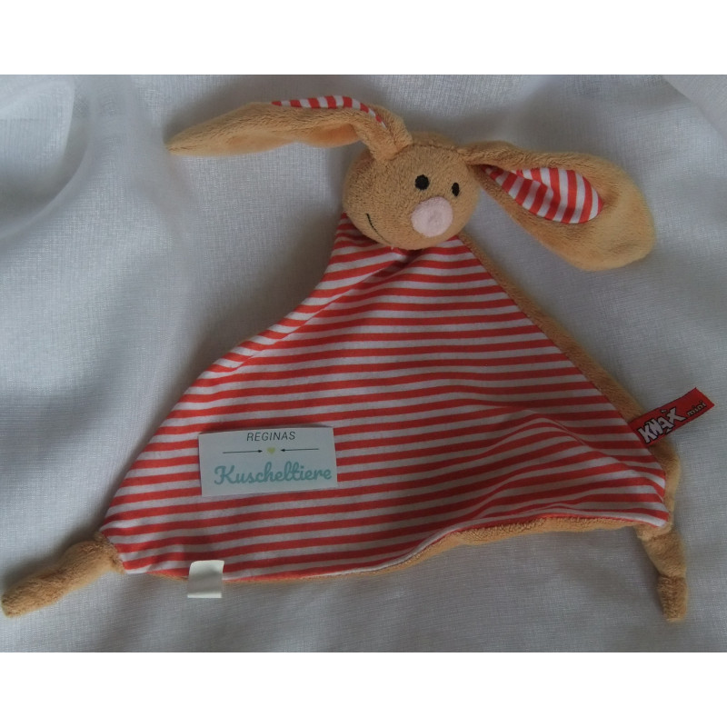 Knax - Schmusetuch - Hase - rot gestreift, braun - ca. 27 cm lang