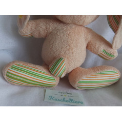 Steiff - Plüschtier - Hase Hannes - ohne Halstuch - orange, apricot, bunte Streifen - ca. 25 cm groß - Schlenker