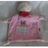 Sigikid - Schmusetuch - Frottee,Stoff,Fleece - Katze rosa-weiß gestreift mit Halstuch rot mit Herzchen - ca. 26 cm lang
