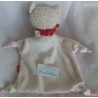 Sigikid - Schmusetuch - Frottee,Stoff,Fleece - Katze rosa-weiß gestreift mit Halstuch rot mit Herzchen - ca. 26 cm lang