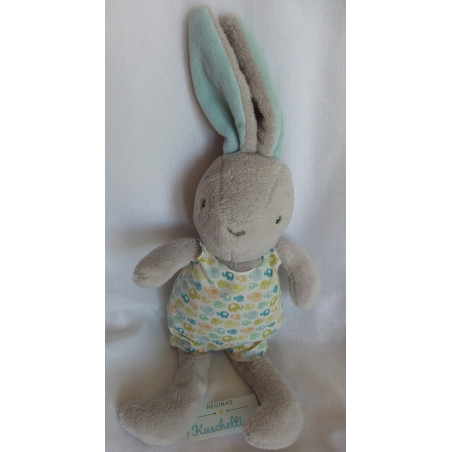 Pusblu - Plüschtier - Hase grau, hellblau mit Jumpsuit bunte Elefan...