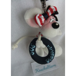 copy of Depesche - Vintage Plüschtier - Diddl Maus weiß mit Latzhose pink mit gelben Knöpfen - ca. 25 cm groß - Schlenker