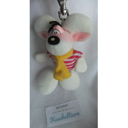 copy of Depesche - Vintage Plüschtier - Diddl Maus weiß mit Latzhose pink mit gelben Knöpfen - ca. 25 cm groß - Schlenker