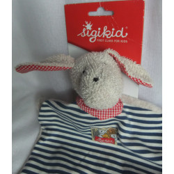 Sigikid - Schmusetuch - Frottee,Stoff - Hund blau-wollweiß gestreif...