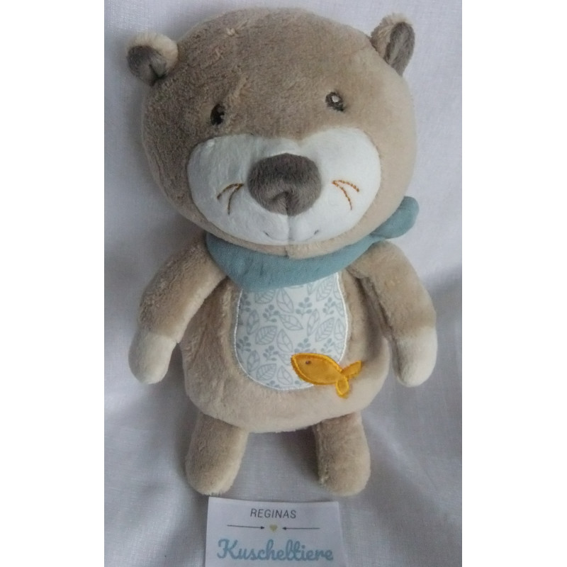 Fehn - DM - Spieltier Kuscheltier - Otter mit Halstuch und Fischapplikation - ca. 25 cm groß - Schlenker